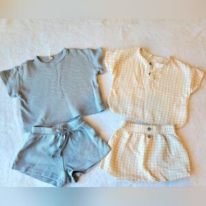 Quincy Mae Gray-Blue and Cream Kids' Outfit Set Size 12-18 Months